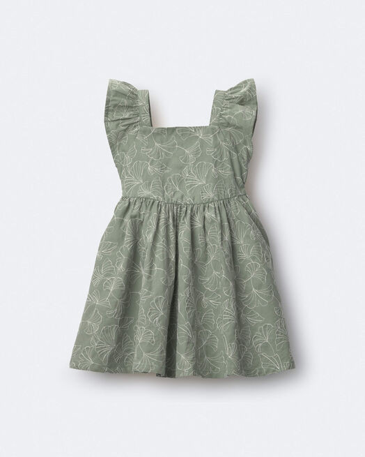 Toddler Girl Embroidered Flutter Sleeve Dress in Floral Print - Green - Otter Avenue | Carter's | Carter's Inc