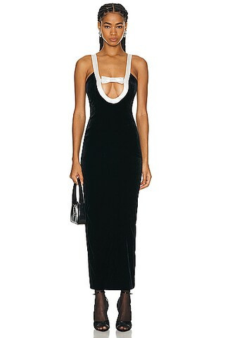 Alessandra Rich Evening Dress With Duchesse Bow in Black - Black. Size 42 (also in 38). | FWRD 