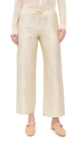 DONNI. Women's The Taffeta Drawstring Cargo Pants, Creme, XL | Amazon (US)