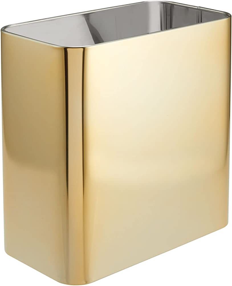mDesign Small Metal 2.4 Gallon Trash Can Wastebasket Garbage Bin for Bathroom - Mini Slim Rubbish... | Amazon (US)