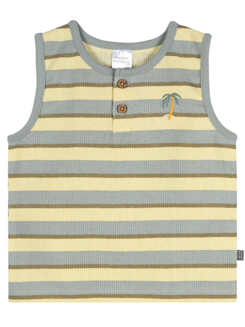 Modern Moments by Gerber Baby and Toddler Boy Organic Sleeveless Henley Top, Sizes 0/3 Months - 5... | Walmart (US)