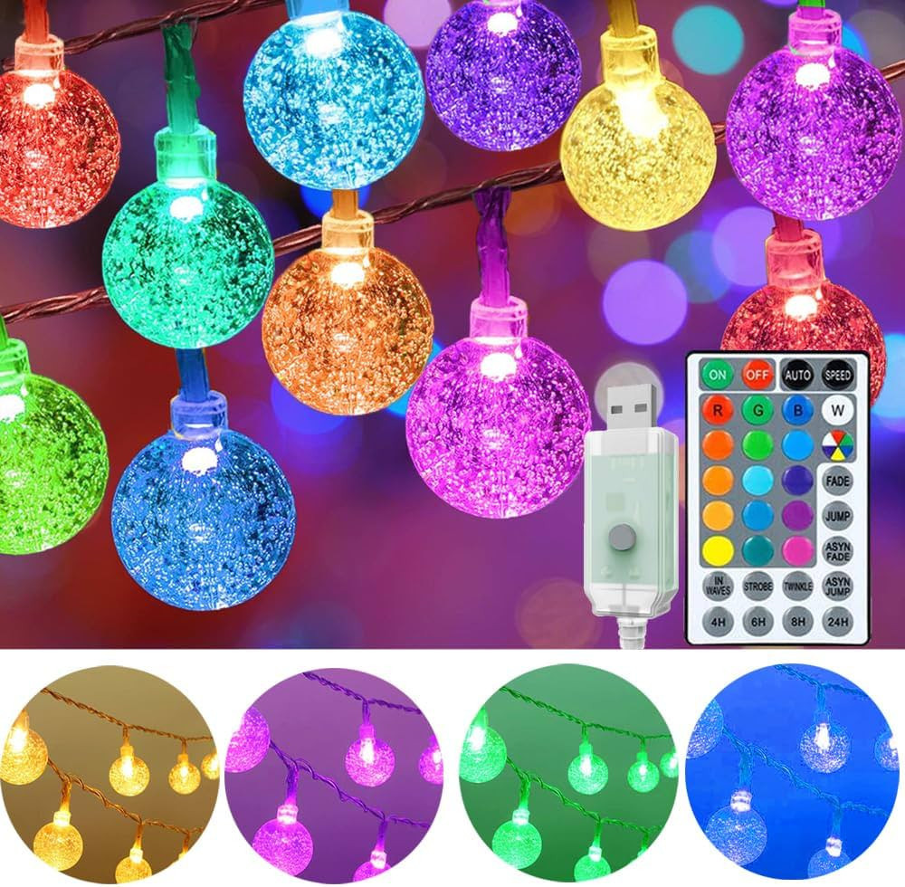 Mocalido 50ft Color Changing Globe String Lights Indoor, Hanging Colored Lights for Bedroom 75 LE... | Amazon (US)