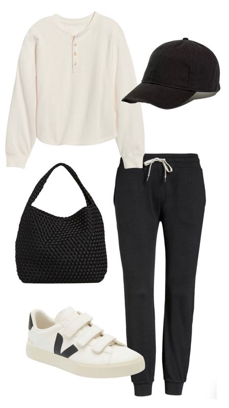 Casual fall weekend outfit with the Henley sweater I’ll have on repeat! Runs big - I have in size small. 

Favorite Vuori joggers (small), black shoulder bag, black hat and velcro sneakers 

#LTKSeasonal #LTKunder50 #LTKstyletip