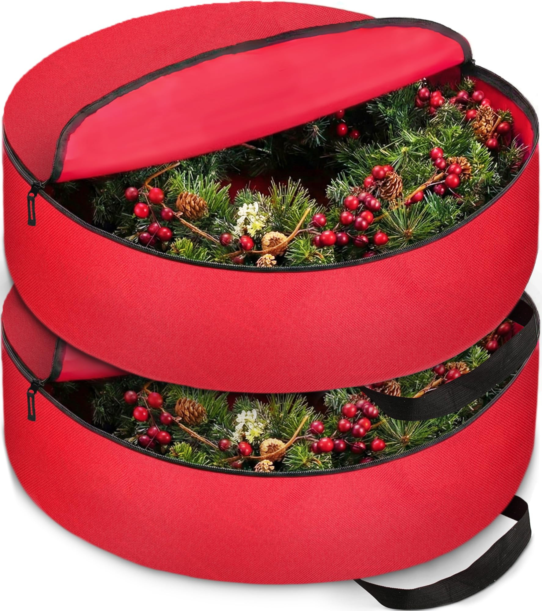 ZOBER 2 Pack Christmas Wreath Storage Container 30 Inch - Wreath Bag for Artificial Wreaths Box -... | Amazon (US)