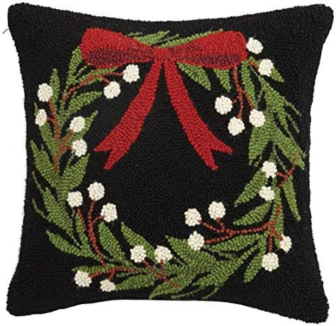 Peking Handicraft 31JES253C16SQ Wreath Holiday Hook Pillow, 16-inch Square | Amazon (US)