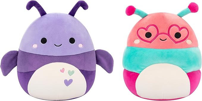 Squishmallows Original 8in Axel The Purple Beetle + 8in Griffith The Peach Bookworm – Official ... | Amazon (US)