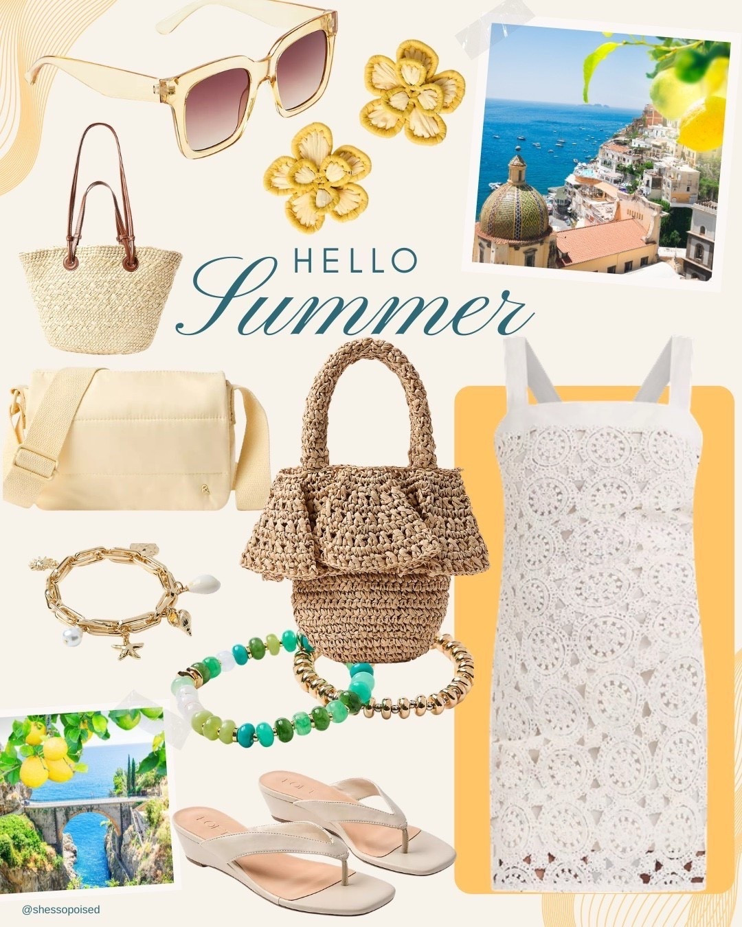 summer outfits - loving this crochet dress. It’s a perfect day to night dress to wear while you are on vacation along the Amalfi Coast in Italy or any resort town. Just change out your bag - maybe a crossbody camera style bag for walking around during the day, and then use a cute raffia purse for going to dinner at night. Bright accessories & colorful sunglasses are always fun for Summer. 


#LTKTravel #LTKSaleAlert