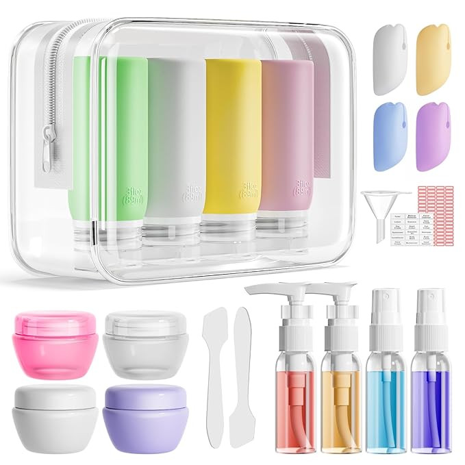 Muslish 21 Pack Leak Proof Silicone Travel Bottles Set, TSA Approved Containers for Toiletries, T... | Amazon (US)