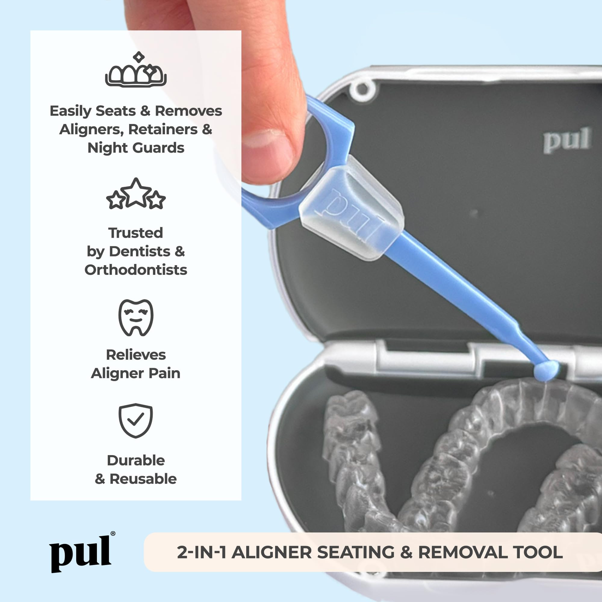 PUL Pack of 2 2-in-1 Invisalign Chewies and Aligner Removal Tool for Clear Aligners, Retainers an... | Amazon (US)