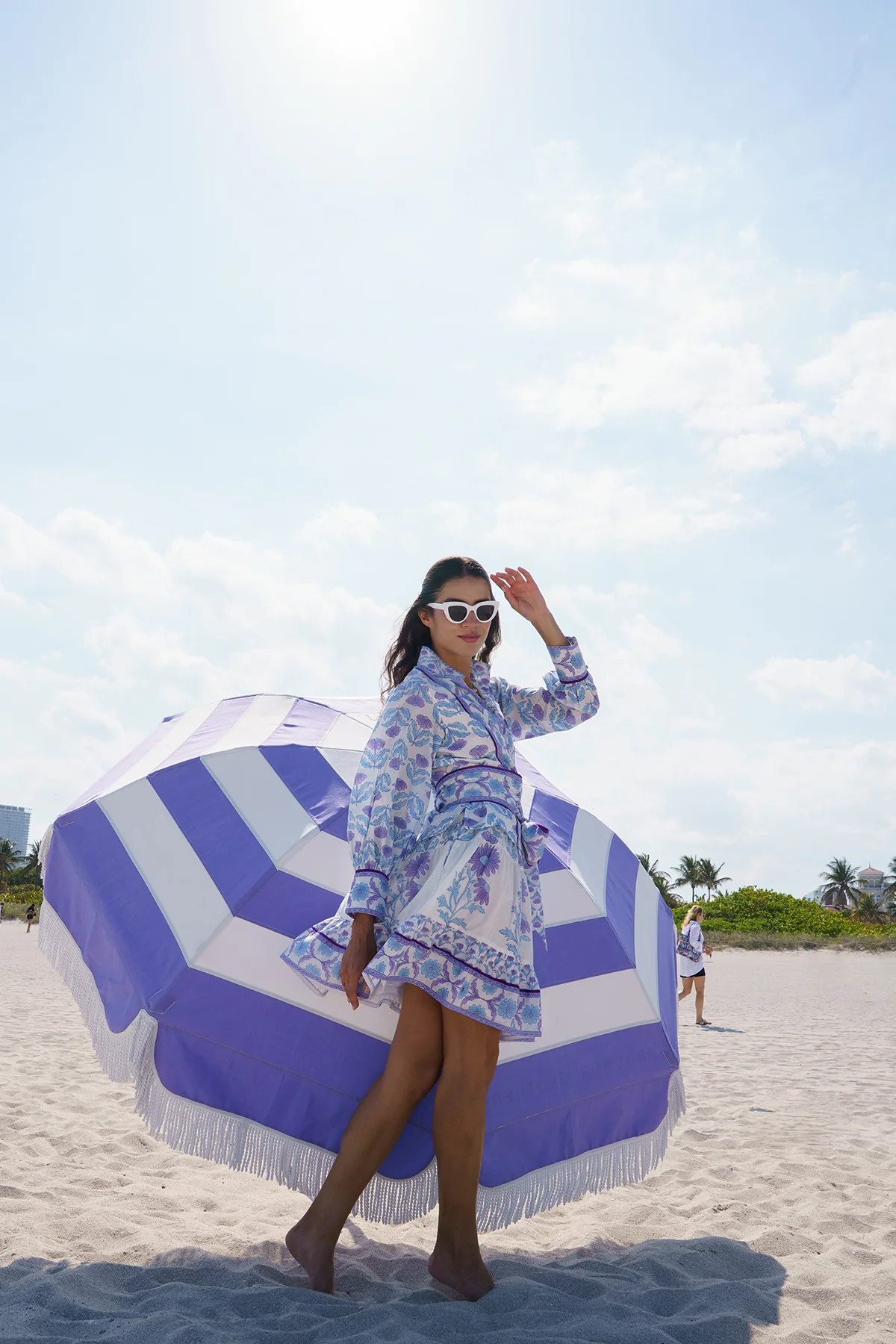Boxy Balloon Sleeve Top | Periwinkle Daisy | SUE SARTOR