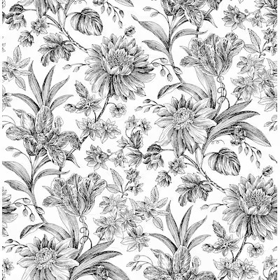 allen + roth 30.75-sq ft Black Vinyl Floral Self-adhesive Peel and Stick Wallpaper Lowes.com | Lowe's