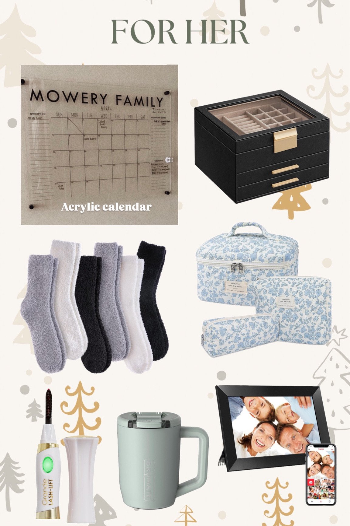 Useful Christmas gifts for any lady on your gift list!
-acrylic calendar
-jewelry box
-cozy socks
-cosmetic bags
-heated eyelash curler
-brumate mug
-digital picture frame

#LTKFindsUnder100 #LTKGiftGuide #LTKHoliday