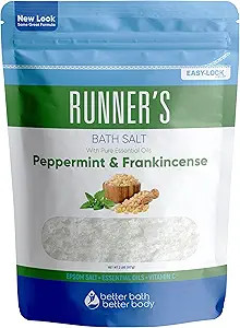 Runner's Bath Salt 32 Ounces Epsom Salt with Natural Peppermint, Frankincense, Lemon, Cypress, Te... | Amazon (US)