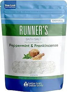 Runner's Bath Salt 32 Ounces Epsom Salt with Natural Peppermint, Frankincense, Lemon, Cypress, Te... | Amazon (US)