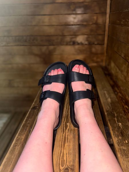 The BEST $10 slides for your summer outfits and pool days! I have worn these black sandals so many times since I bought them, they’re great gym shoes for the showers and sauna, beach shoes, park shoes, etc. they’re comfy and durable and you can adjust the size! 

#LTKfindsunder50 #LTKshoecrush #LTKSeasonal
