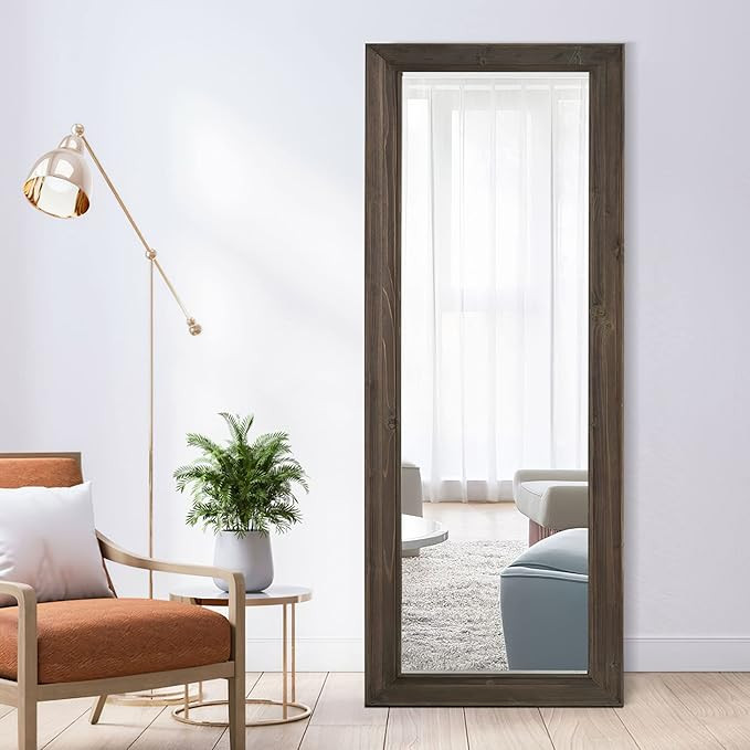 Full Length Mirror With Solid Wood Frame - Floor Standing or Wall Hanging for Bedroom, Living Roo... | Amazon (US)