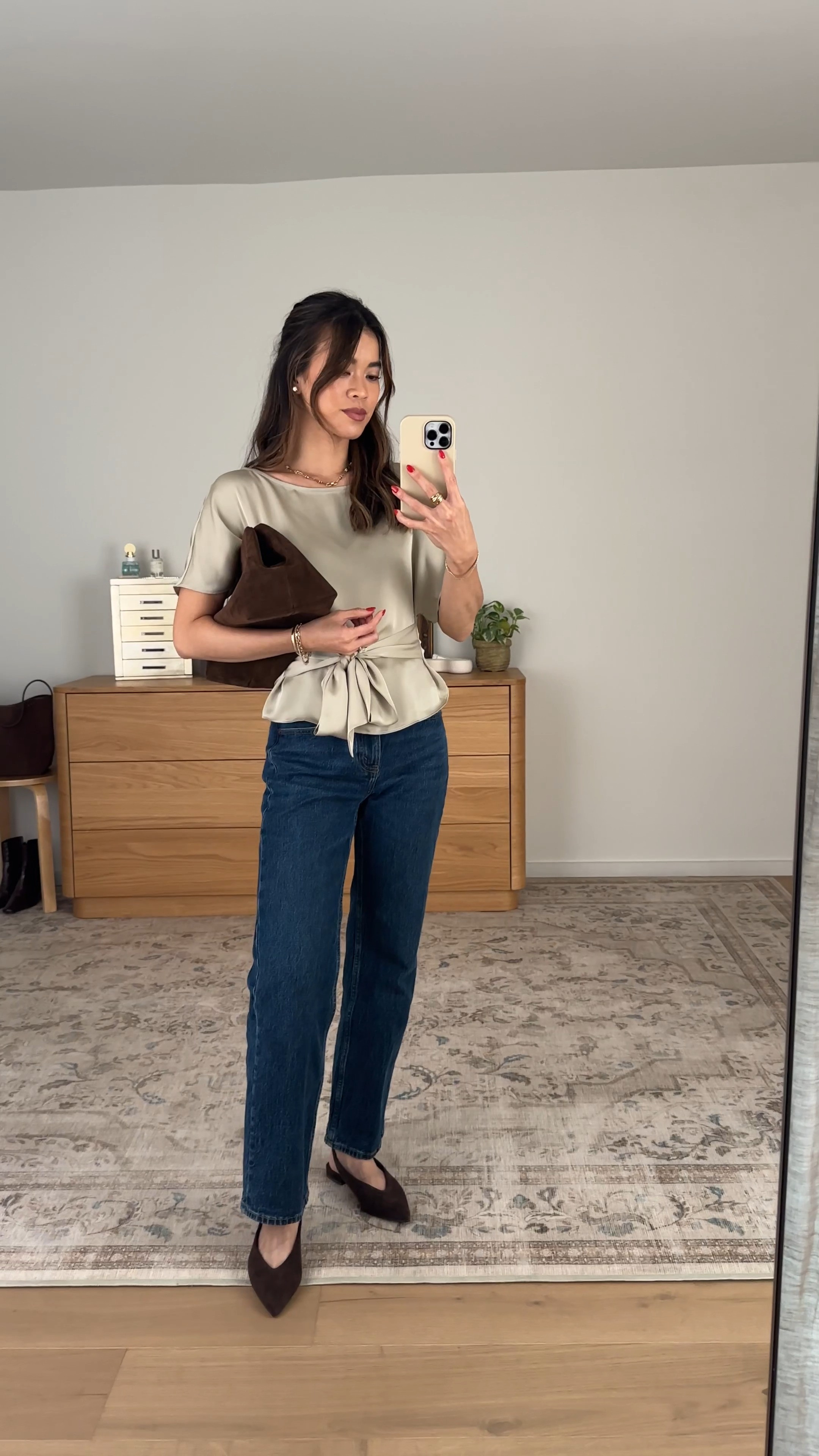 Wearing my favorite @abercrombie jeans!

Sizing info:
-Abercrombie High Rise 90s Relaxed Jeans (Size 23 Extra short in Dark Wash)
-Aritzia Ginger Satin Blouse (Size XS in Marcona Beige)

Aritzia Fall New Arrivals, Aritzia Sweaters, Aritzia best sellers, best pieces from Aritzia for petite, what pants from Aritzia will fit if youre petite, Petite style guide, how to dress if you’re petite, Petite style, petite fashion, mom outfit, mom style, petite pants, petite outfit ideas, petite outfits, best pants for petite, petite denim, Fall style, Fall outfits, vacation outfits, denim for petite, satin top,

#LTKootd #LTKPetite #LTKWorkwear