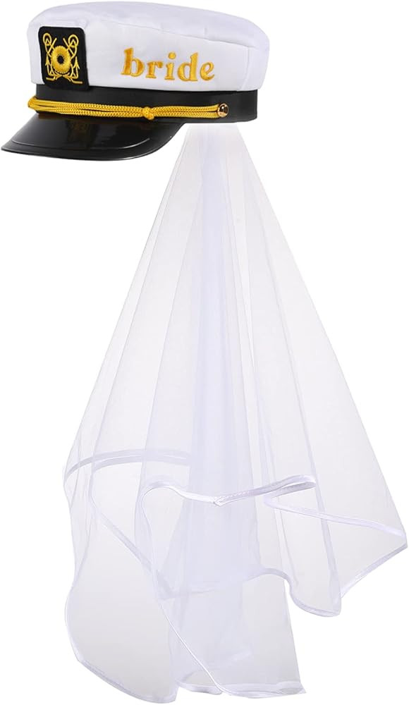 Erying Bride Yacht Captain Hat with Veil Nautical Sailor Hat for Bachelorette Party Wedding Brida... | Amazon (US)