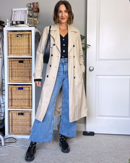 Winter outfit idea for a milder day with my new wide leg cropped jeans… jeans fit tts/snug (size up if you’re between sizes) and I used fabric glue on the raw hem to prevent further fraying.
Wearing my usual size S in the classic trench coat and I sized up to M in the cardigan for more sleeve length (I’m 5’ 7” with long arms).
Also linked my fun leopard socks, they come in a package with several color combos, my bag and loafers (fit tts)


#LTKstyletip #LTKworkwear #LTKitbag