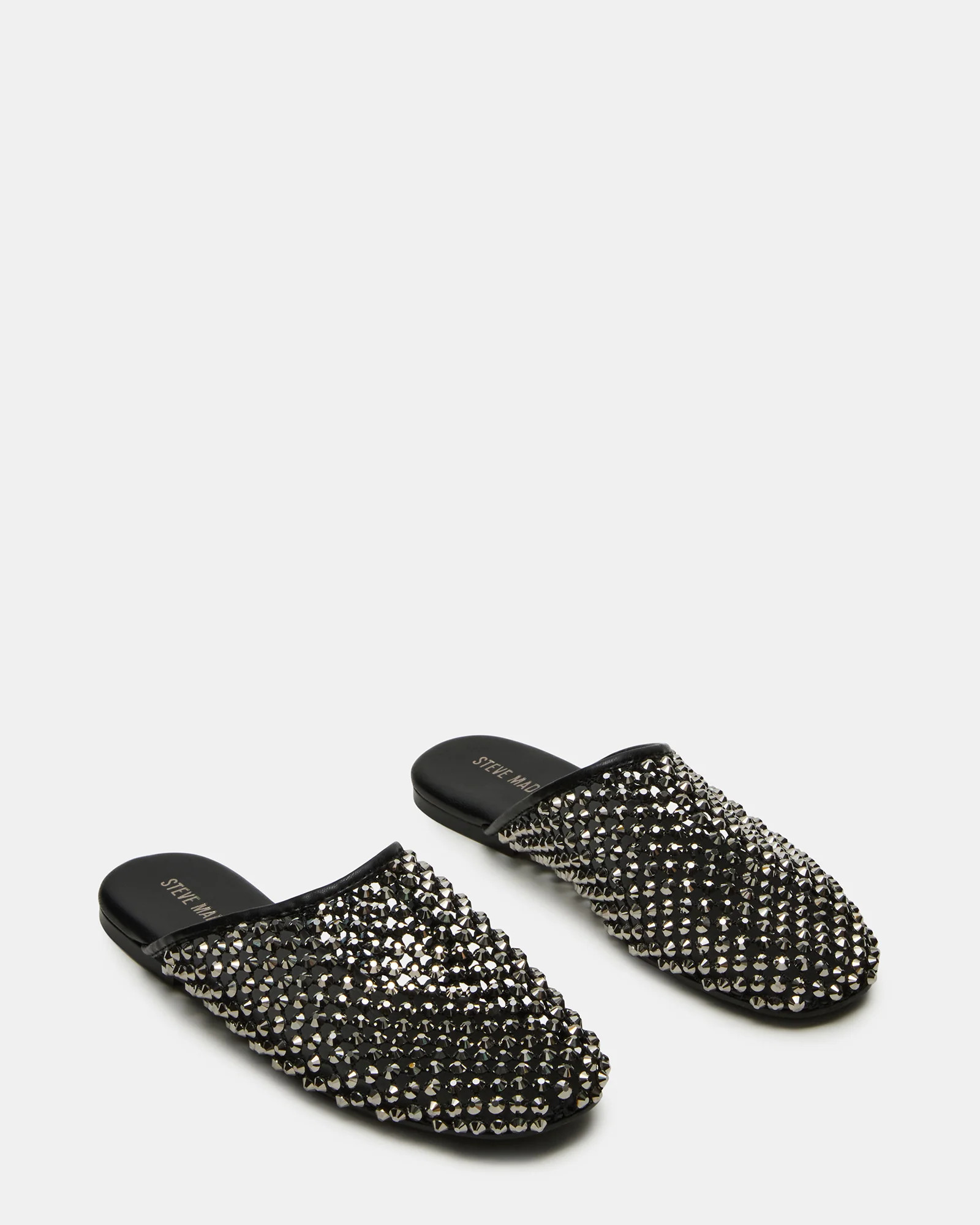 PEARSON Black Rhinestones Rounded-Toe Slip-On Women's Flat | Steve Madden (US)