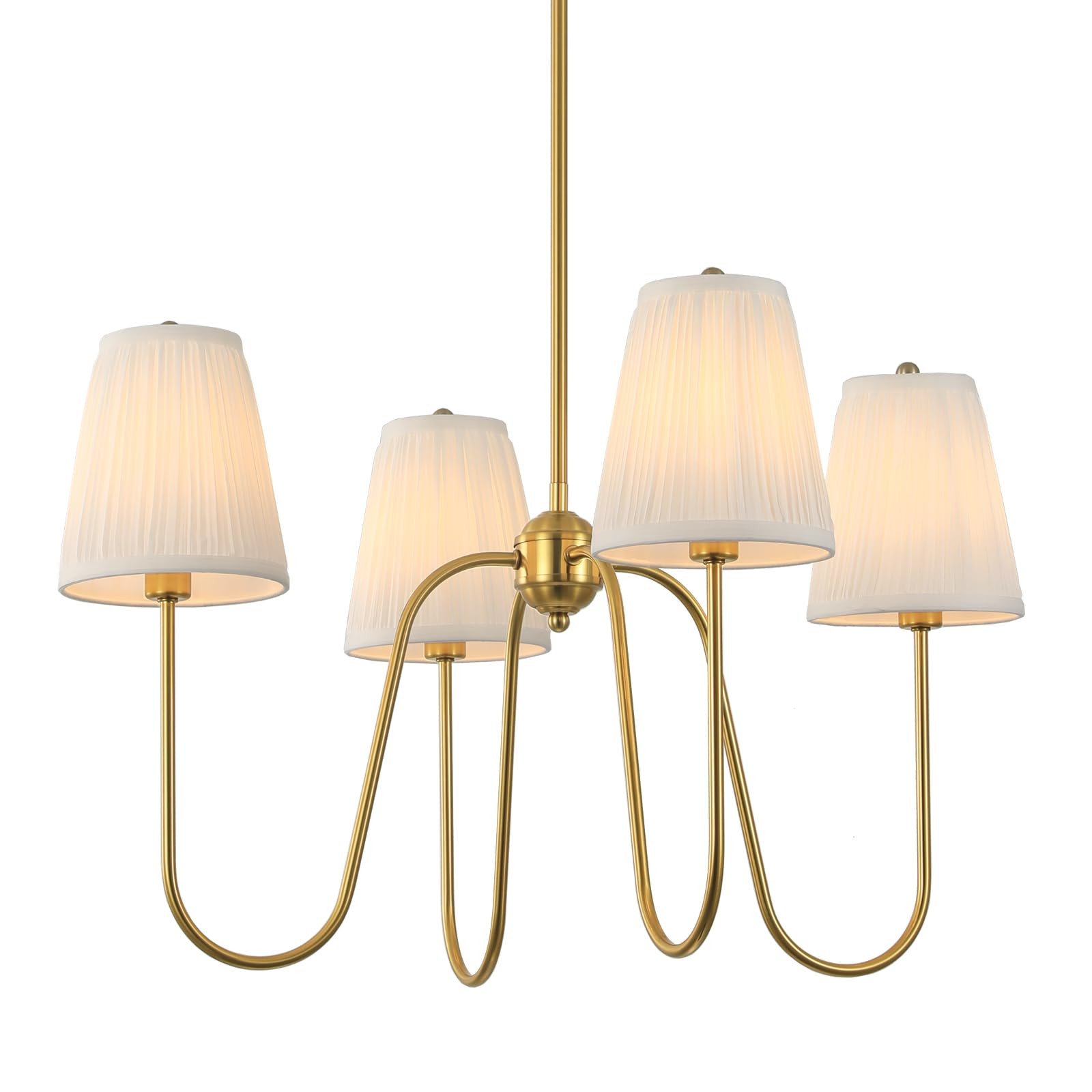 Electro bp; 27" Dia 4-Arm White Pleated Fabric Shades Chandeliers with Polished Gold Metal Curve ... | Amazon (US)