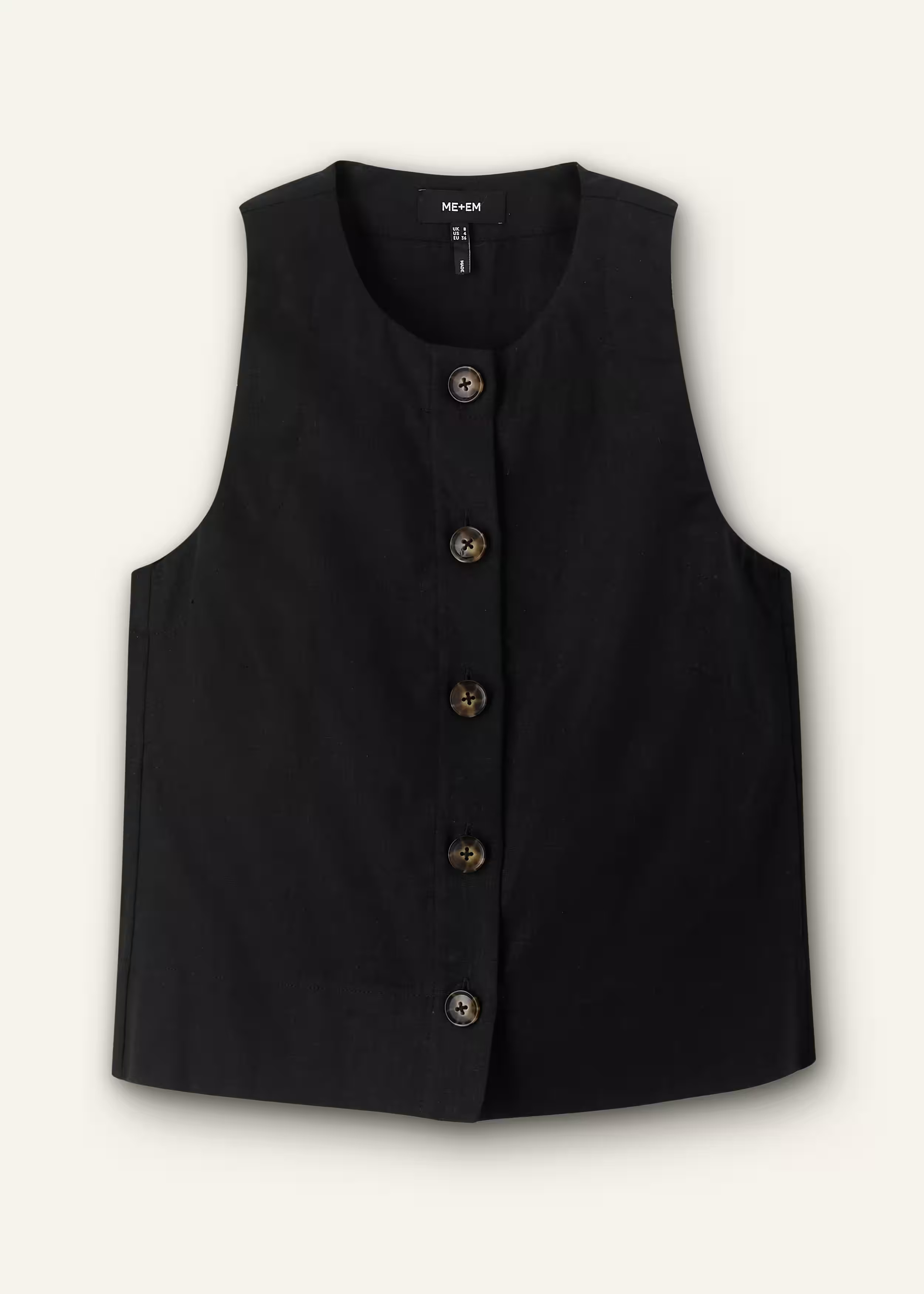Women's Black Button-Front Crop Shell Top | ME+EM | ME+EM Global (Excluding US)