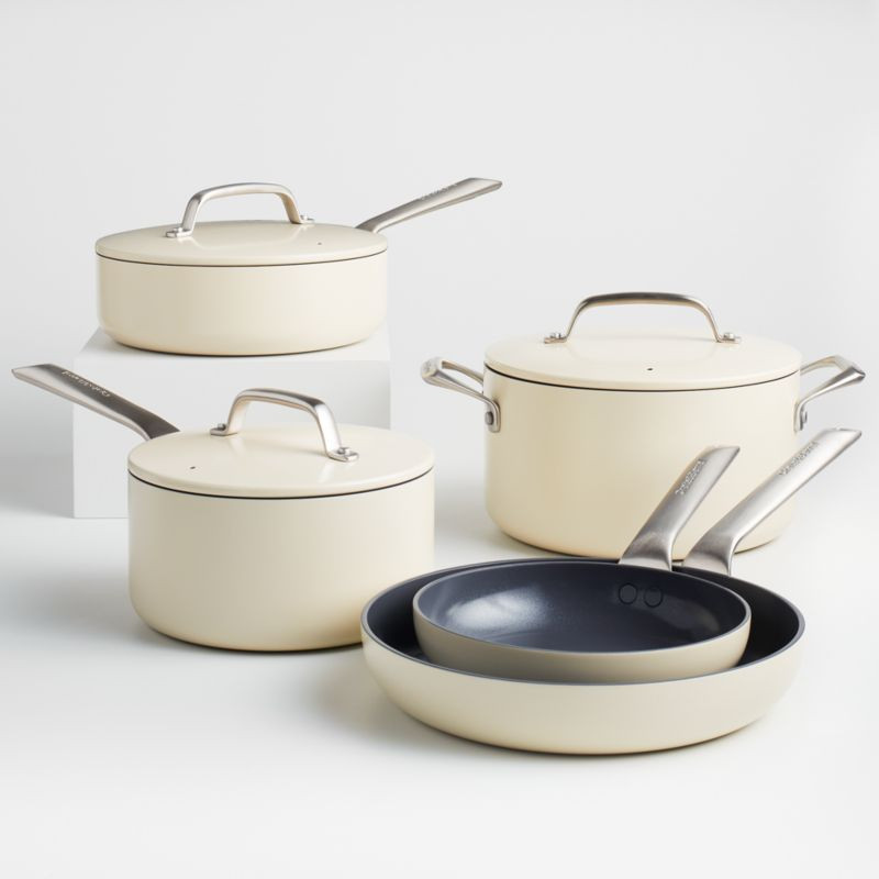 Crate & Barrel EvenCook Ceramic Cream Nonstick 8-Piece Cookware Set with Bonus + Reviews | Crate ... | Crate & Barrel