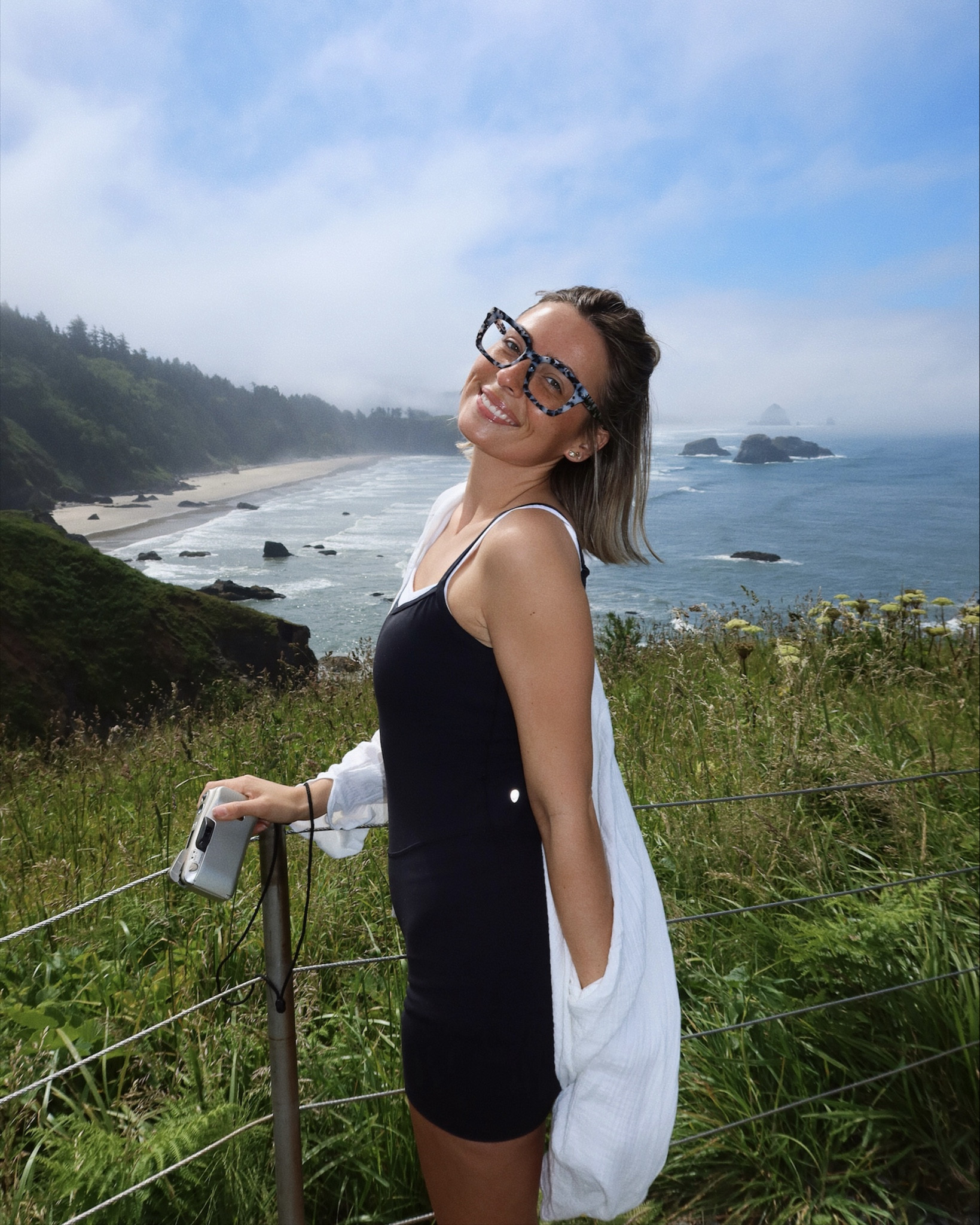 Exploring Ecola State Park today 🌲🌊 This romper is from Amazon! I’m wearing a small but definitely could’ve done the XS for a snugger fit. It has a built-in bra, but I layered one of my go-to Fruit of the Loom t-shirt bras underneath (they come in a 6 pack, I own soo many). This gauzy white button-down is perfect for breezy summer days, mine’s a small but I’d size up to a medium for a more oversized vibe. Linking my denim jacket (wearing a medium), favorite socks, and the Nikes I wore all day! 


#LTKSummerEdit #LTKFindsUnder100 #LTKStyleTip