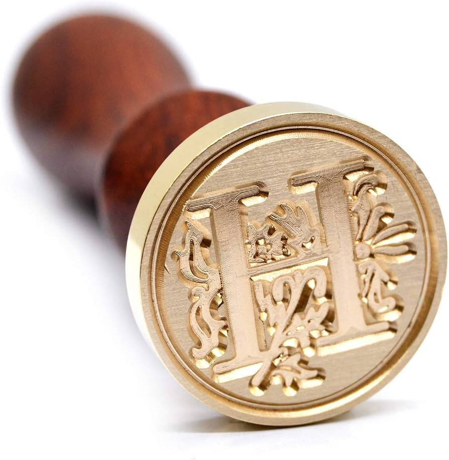 Medieval Initial Alphabet Wax Seal Stamp, Brass Head Wood Handle, Letter H | Amazon (US)