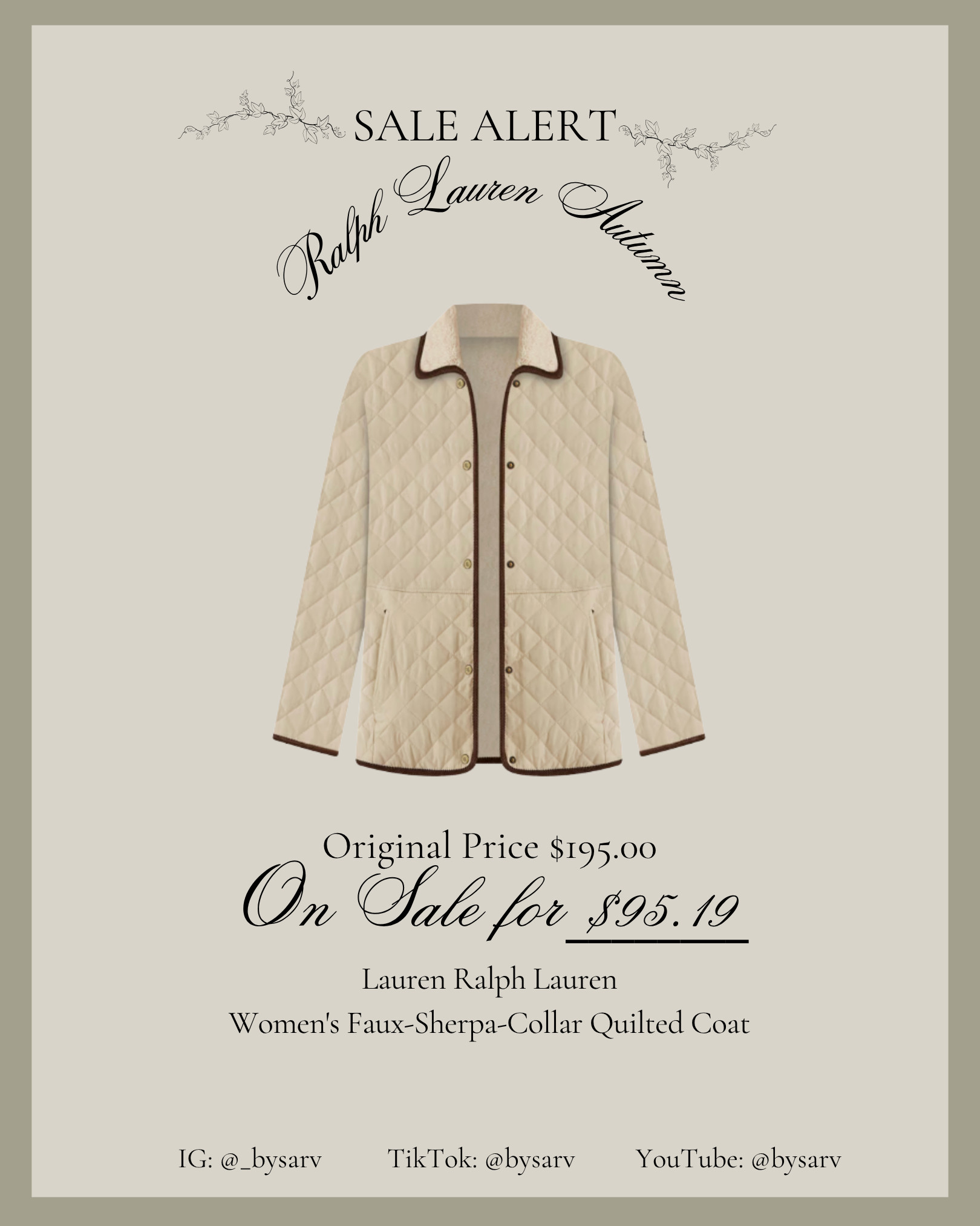 Classic Ralph Lauren style meets cozy fall comfort. This quilted coat with a faux-sherpa collar is timeless — and it’s on sale right now! 🤍✨
#LaurenRalphLauren #LTKSaleAlert #LTKFallStyle #LTKOuterwear #LTKFinds #LTKDeal #RalphLaurenStyle #FallFashion #CozyChic #WinterCoat #ClassicStyle #SaleFinds #LuxuryForLess #LTKLuxury #TimelessFashion 

 #LTKGiftGuide #LTKHoliday #LTKSaleAlert