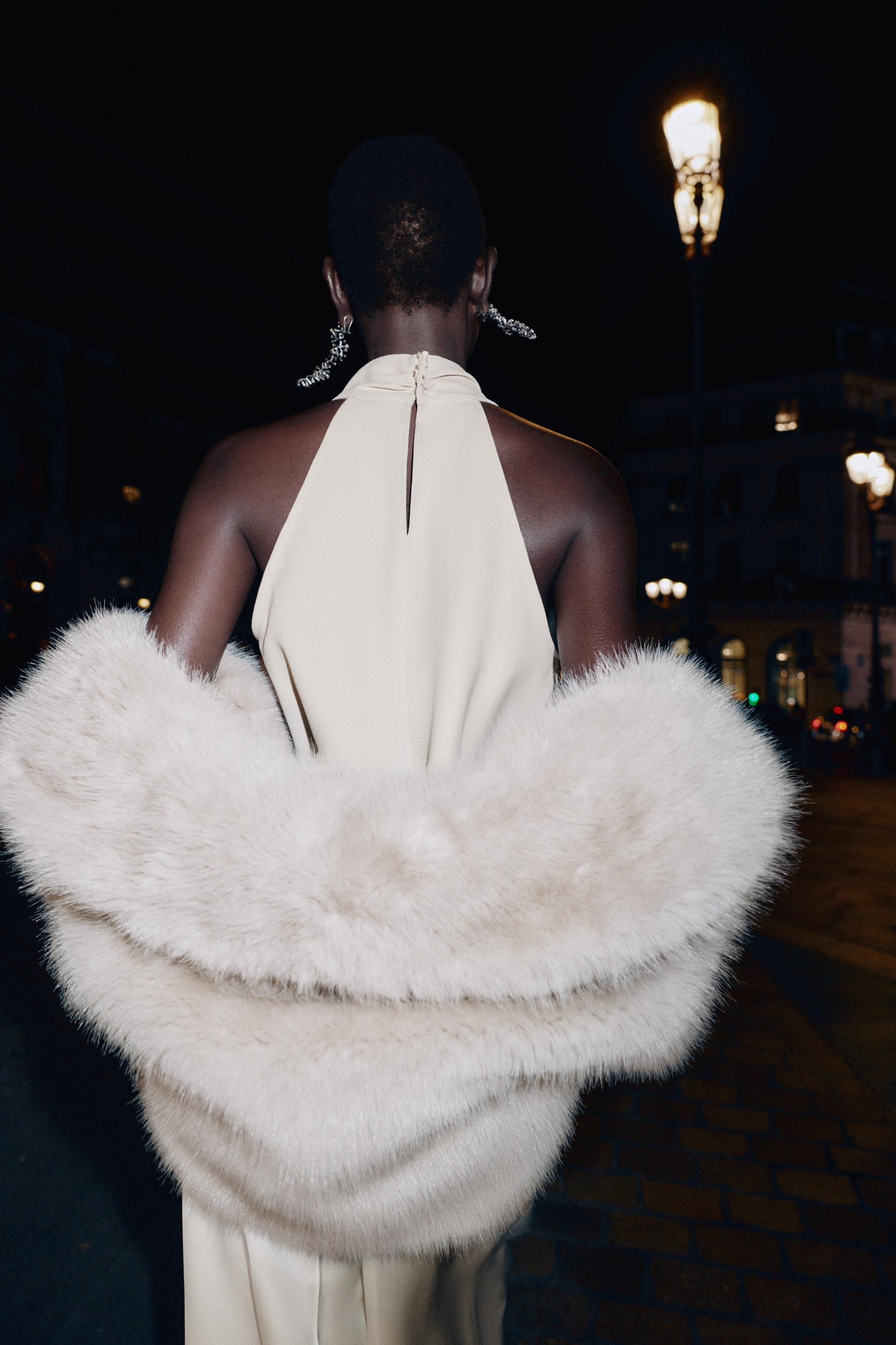 WOOL COAT WITH FAUX FUR LAPEL AND BELT | Zara US