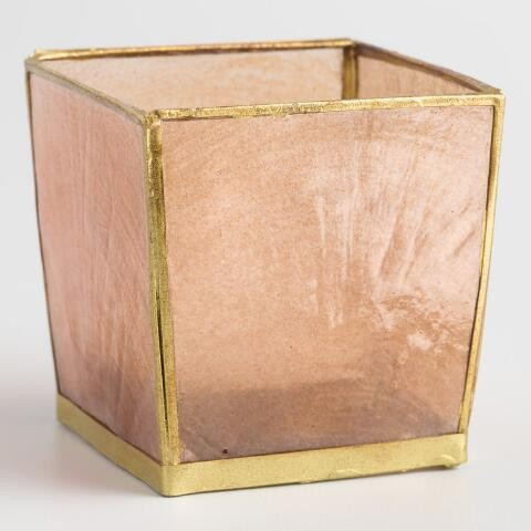 Square Blush Capiz Tealight Candleholders Set of 2 | World Market