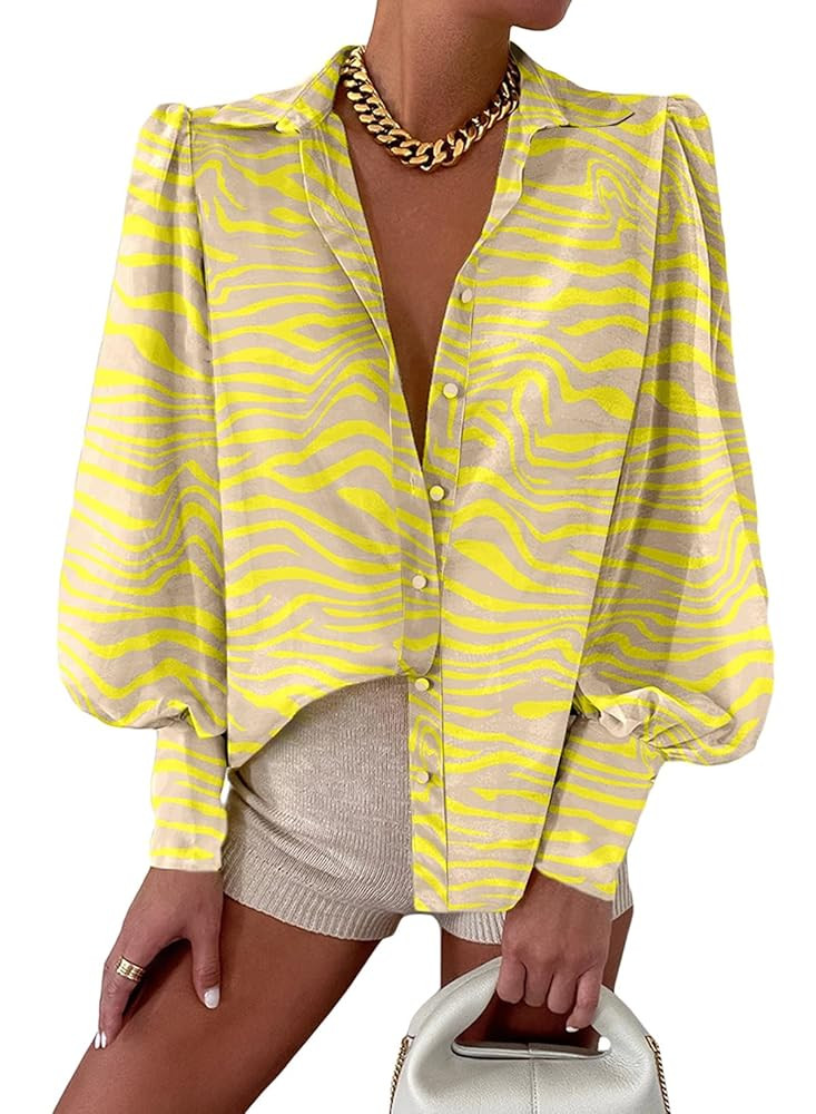 EVALESS Womens Tops Button Down Shirts Print Long Sleeve Blouses for Women Fashion 2025 | Amazon (US)