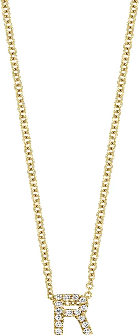 18k Gold Pavé Diamond Initial Pendant Necklace | Nordstrom