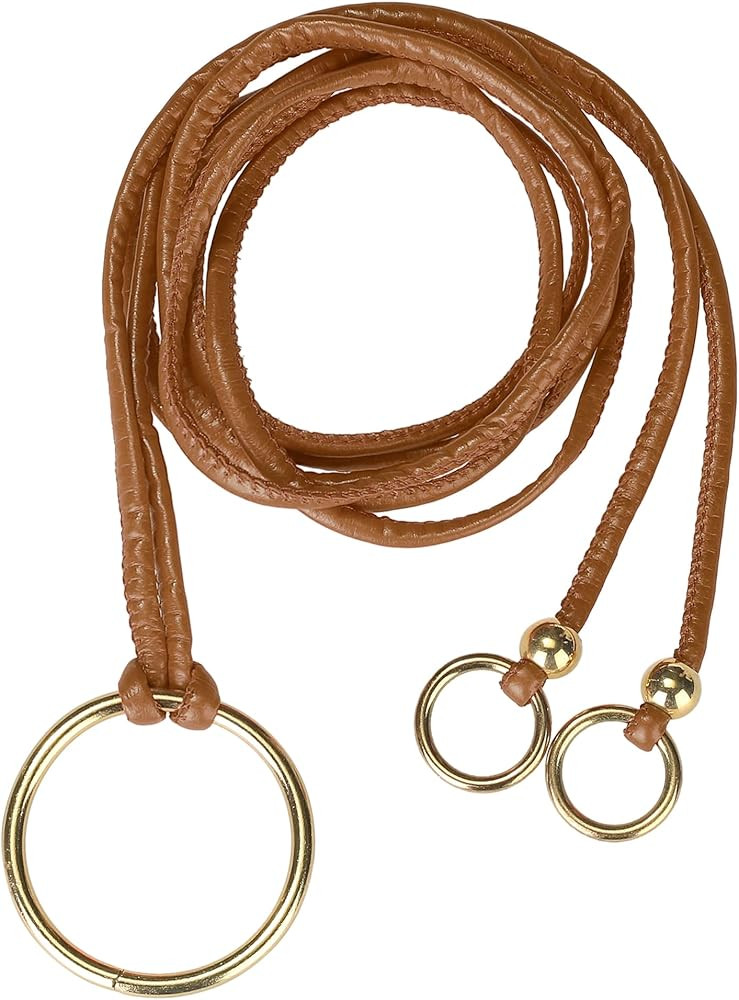 Allegra K Women PU Leather Skinny Rope Belt Round Ring Endings Self Tie Waistband Thin Waist Stra... | Amazon (US)