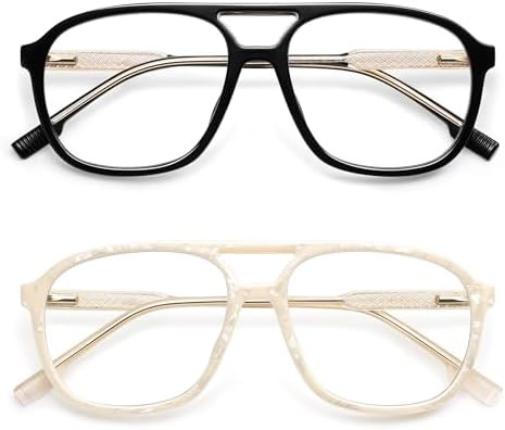 AMOMOMA Retro Blue Light Aviator Reading Glasses for Women Men,Vintage Square Computer Reader Fra... | Amazon (US)
