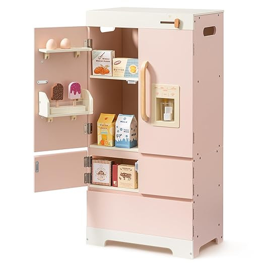 ROBOTIME Wooden Play Kitchen Fridge, Toddler Kitchen Refrigerator, Kids Refrigerator for Play Kit... | Amazon (US)