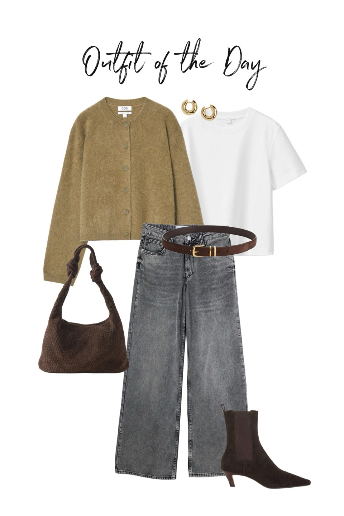Autumn OOTD with the best white t-shirt, cashmere cardigan & grey wide leg jeans. 
Brown suede boots, belt and bag to add interest and depth.

Cardigan: Small
Jeans: 6 short (true to size) 
T-shirt: small (I size up) 

#LTKautumn #LTKstyletip #LTKluxury
