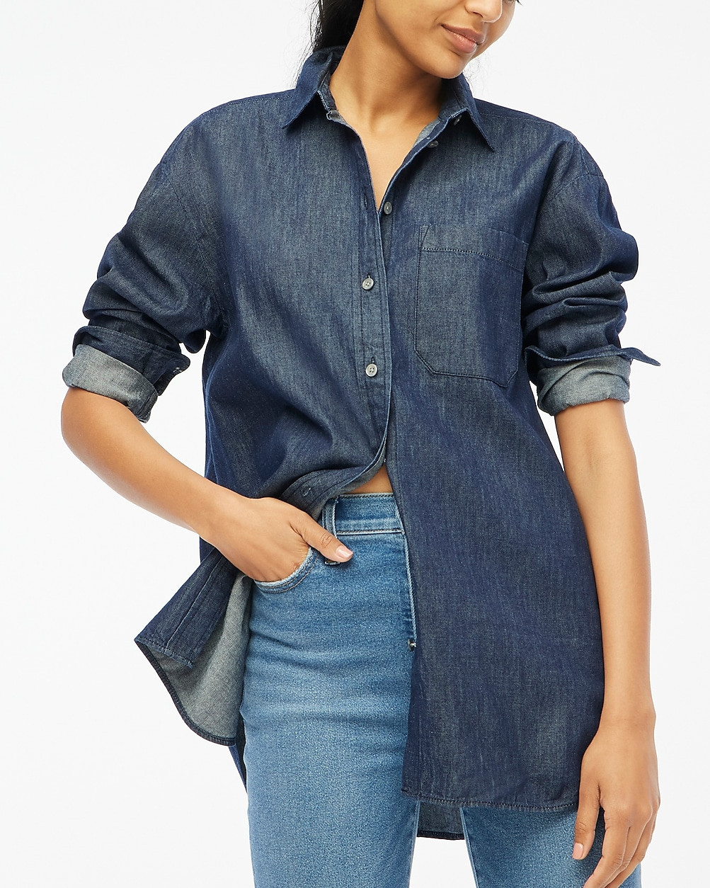 Chambray oversized button-up shirt | J.Crew Factory