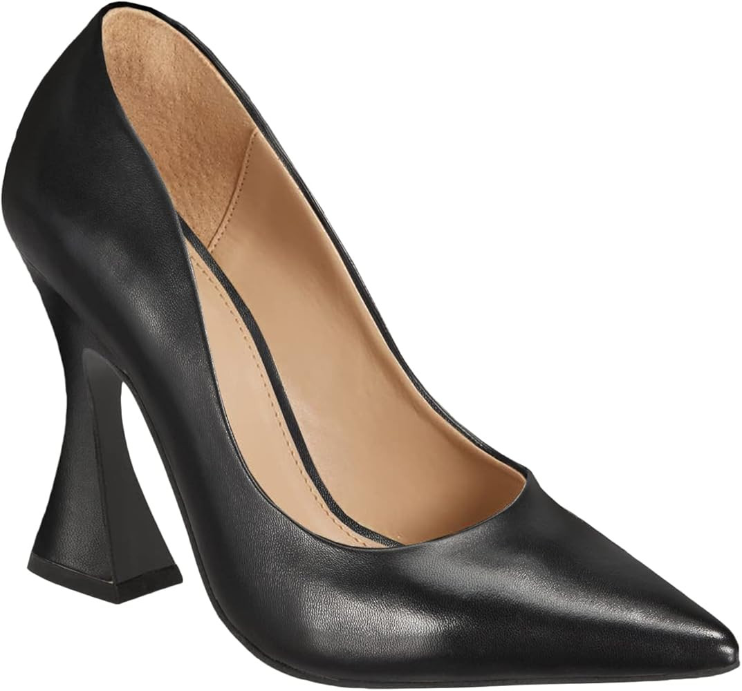 Women's Pointed Toe High Heel Pumps Closed Toe Flared Heel Slip-On Party Wedding Office Dress Sho... | Amazon (US)