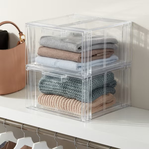The Container Store Clearline Stackable Sweater Drawer Case of 2 | The Container Store