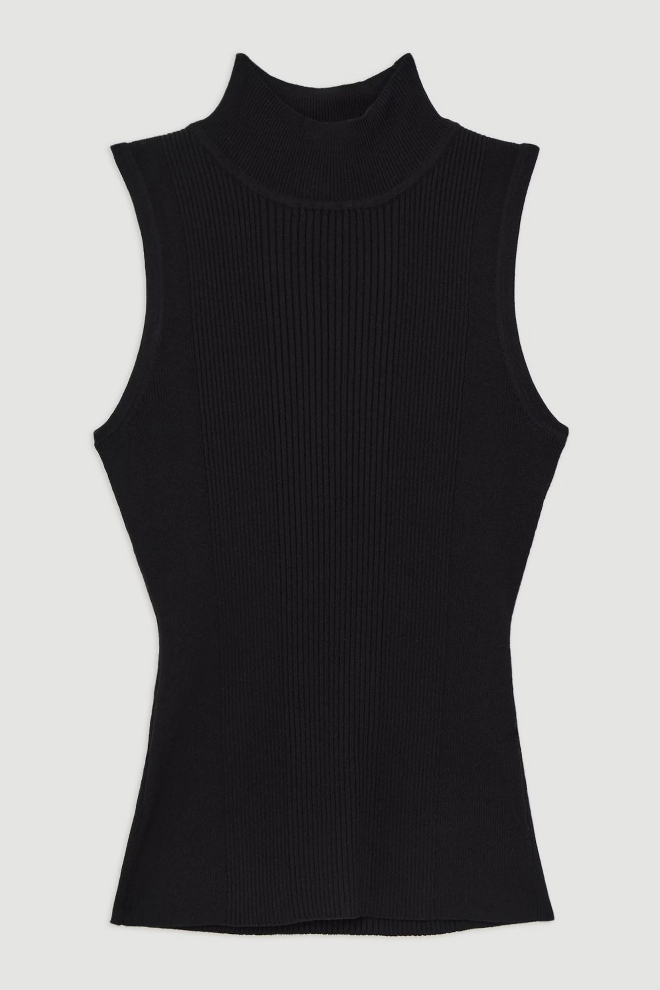 Viscose Blend Rib Knit Vest | Karen Millen | Karen Millen UK + IE + DE + NL