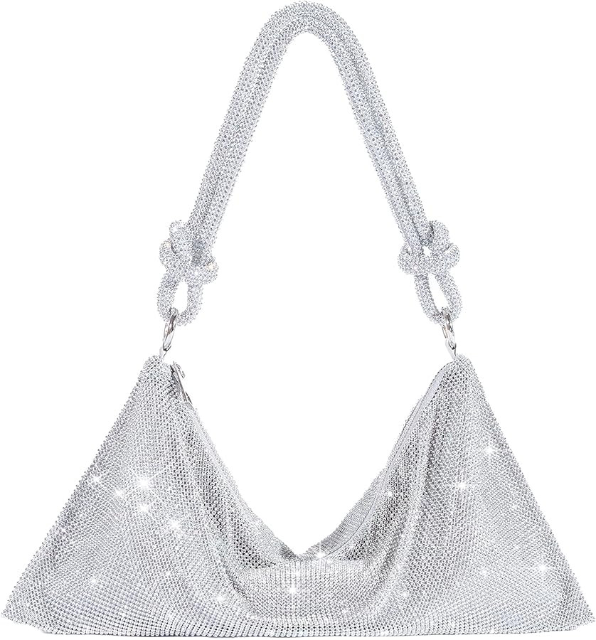 TOPALL Rhinestone Purse Sparkly Bag Silver Diamond Purses for Women Upgrade Evening Prom Rhinesto... | Amazon (US)