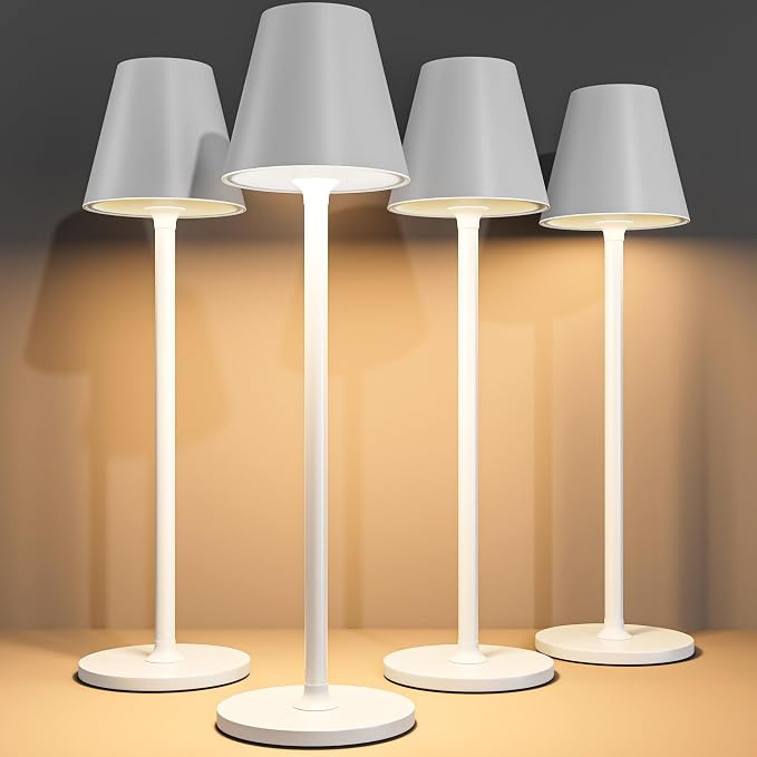 LED CordlessTable Lamp,4000mAh Rechargeable Battery Desk lamp,3 Level Brightness Beside Night Lig... | Amazon (US)