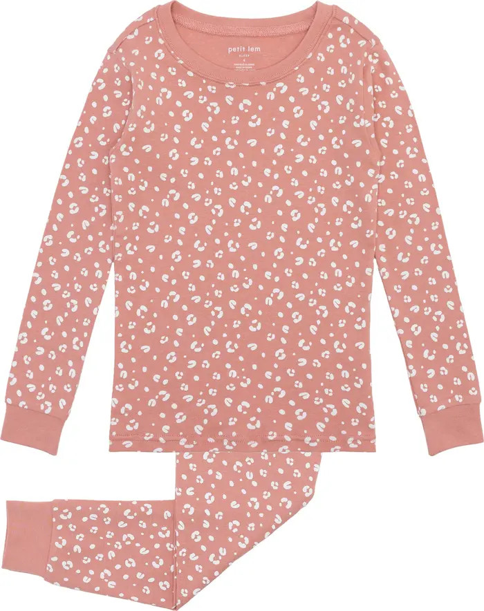 Petit Lem Kids' Animal Print Organic Cotton Fitted Two-Piece Pajamas | Nordstrom | Nordstrom