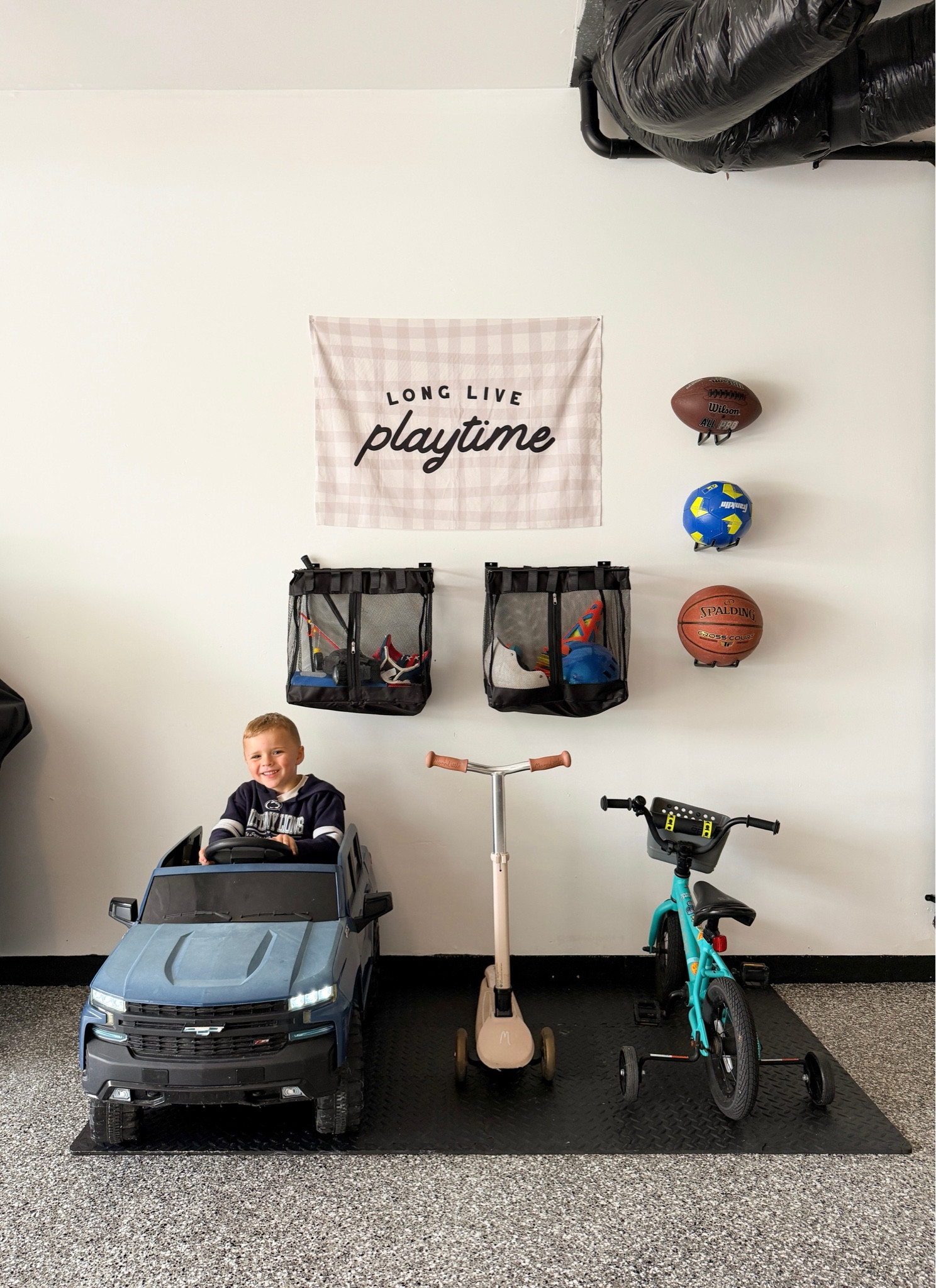 Our DIY garage makeover is complete, & we gave our son his own space to store + hang all his fun garage toys! 

#DIYgarage
#Amazonhome