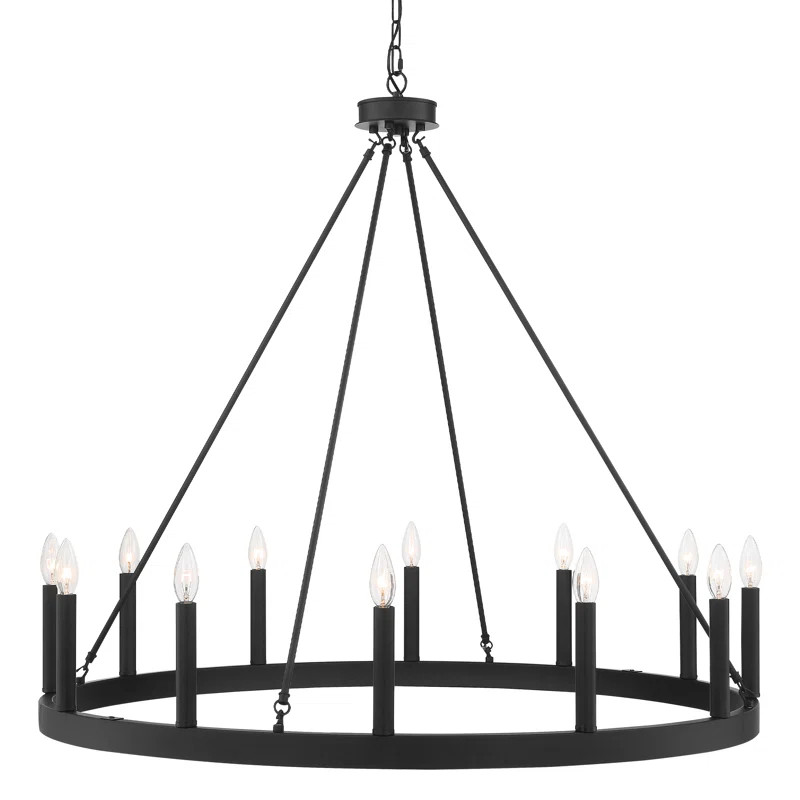 Finchley 12 - Light Dimmable Wagon Wheel Chandelier | Wayfair North America