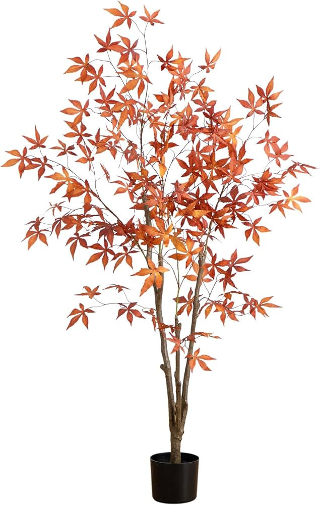 Nearly Natural 5ft Autumn Japanese Maple Artificial Fall Tree - Coppery-Red Foliage - Indoor Deco... | Amazon (US)
