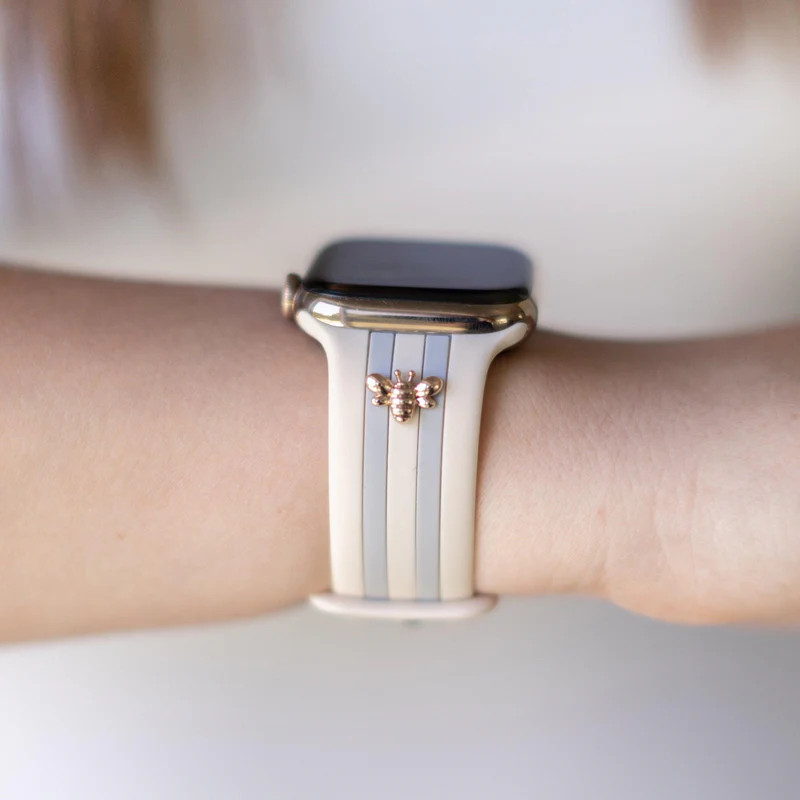 Honey Bee 2.0 Ivory and Gray Apple Watch Band | StrawberryAvocados