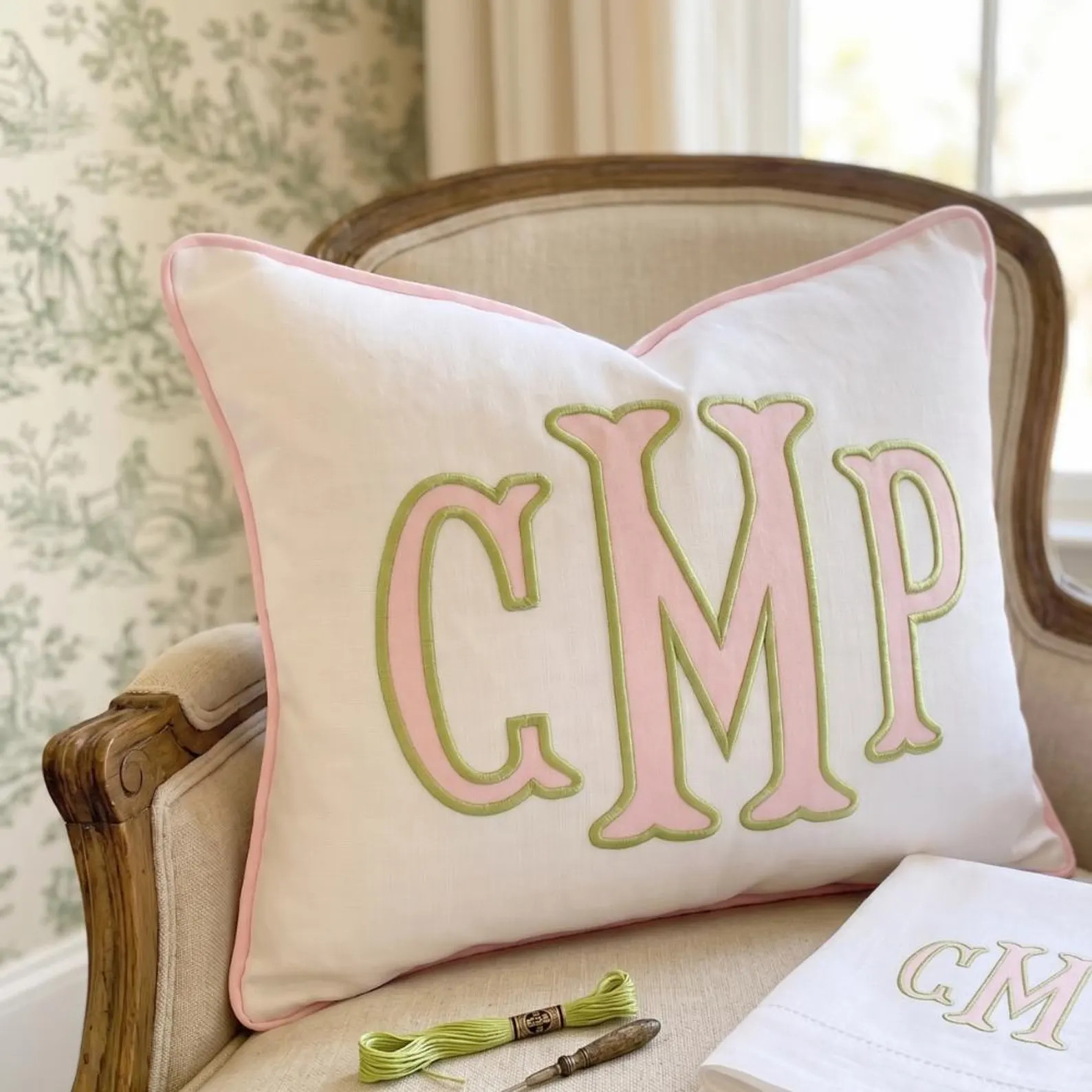 Personalized Monogram Pillow Cover, Handmade Appliqué Custom Name Embroidered Pillow Cover, Pers... | Etsy (Global)